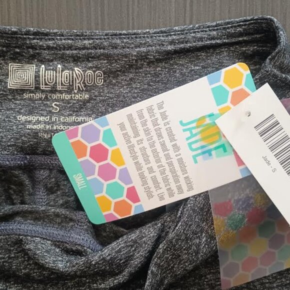 LULAROE SIMPLY COMFORTABLE JADE ATHLETIC CAPRI LEGGING GRAY MULTICOLOR SML NWT - Picture 5 of 5